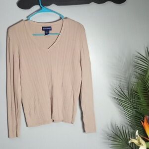 Splendor Tan Cotton Long Sleeve Top Sz XL PTP:20" Length:23"